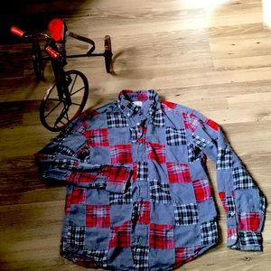 BOYS' SHIRT IN PATCHWORK PLAID AND CHAMBRAY